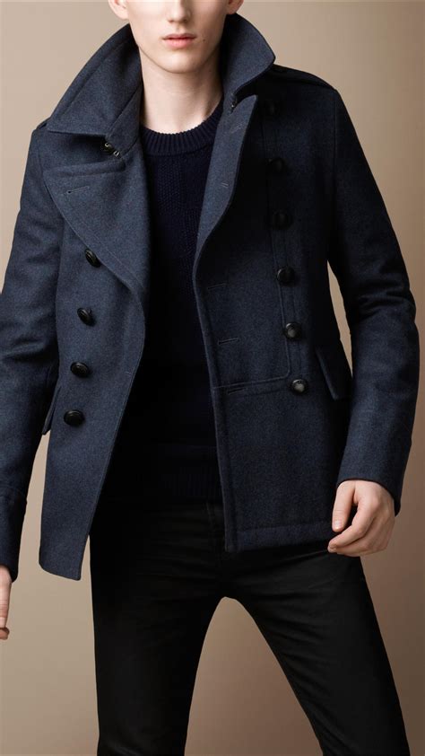 burberry brit pea coat|burberry wool pea coats men's.